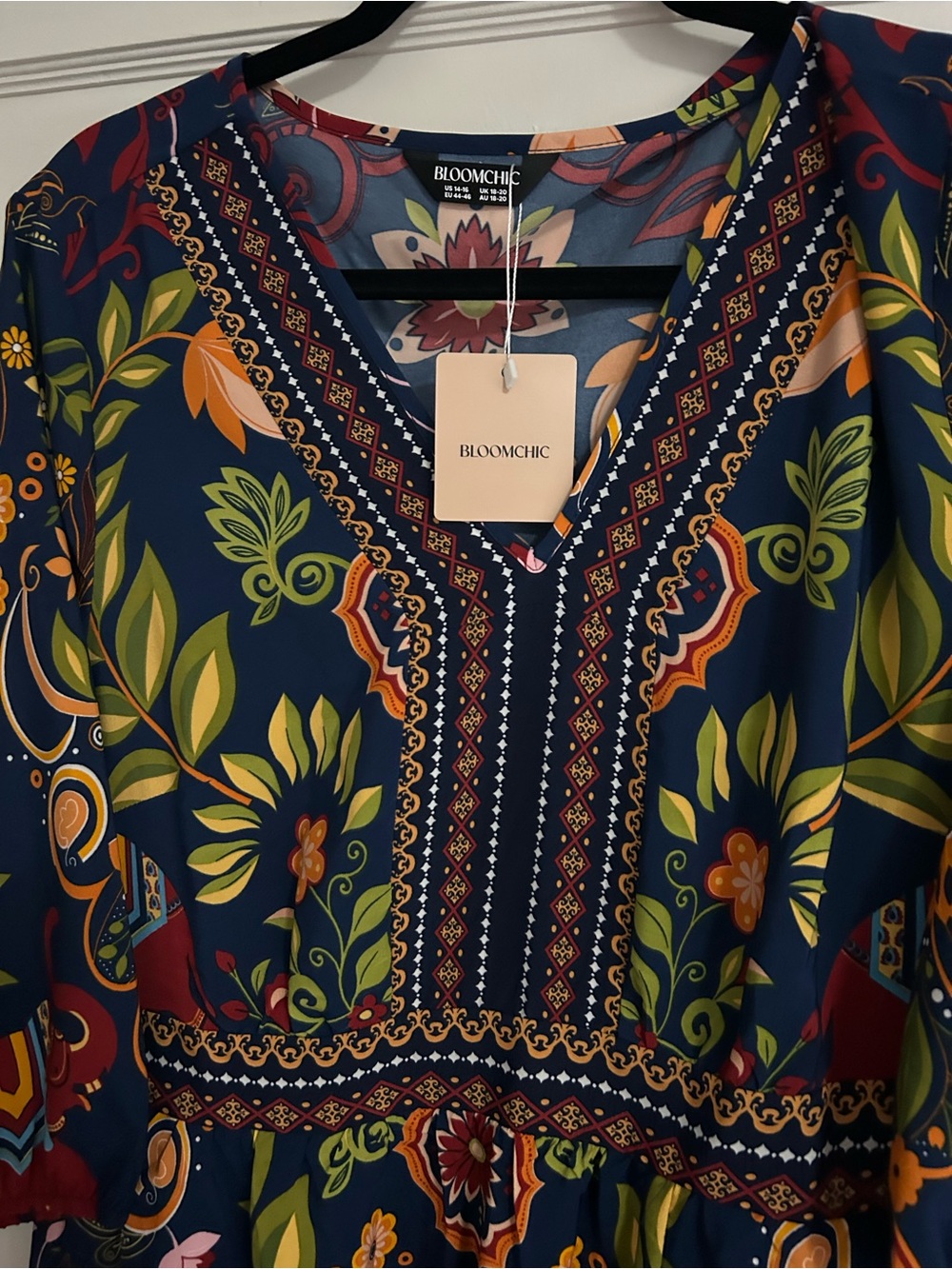 Bloomchick Boho Floral Navy Dress with Multicolor Print - Picture 3 of 4
